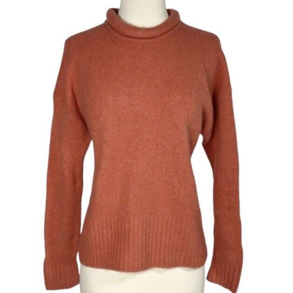 Madewell Alpaca Blend Sweater Oversized Roll Neck Pullover Dark Coral Size S